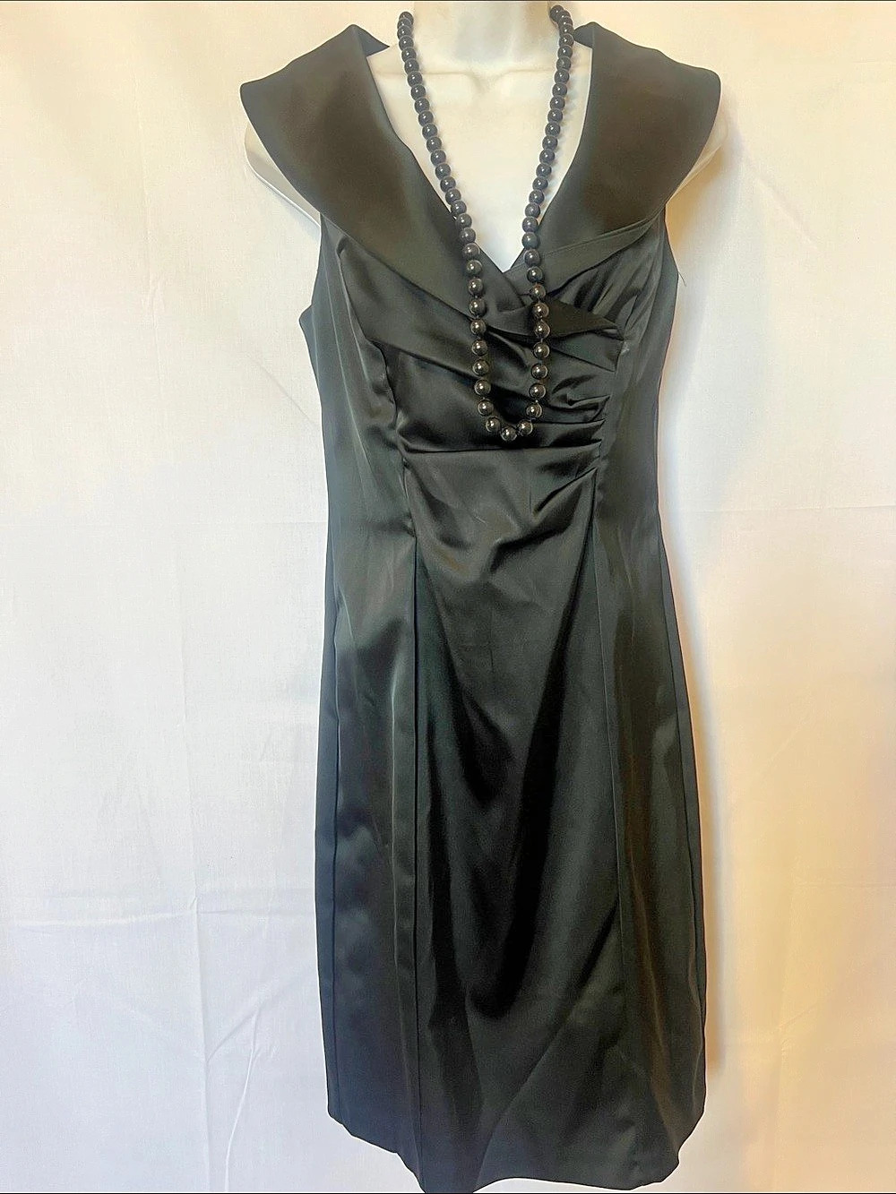 Black Pleated Collar Midi Dress Like New